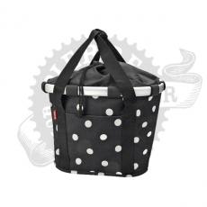 Panier Klickfix Bikebasket noir a pois